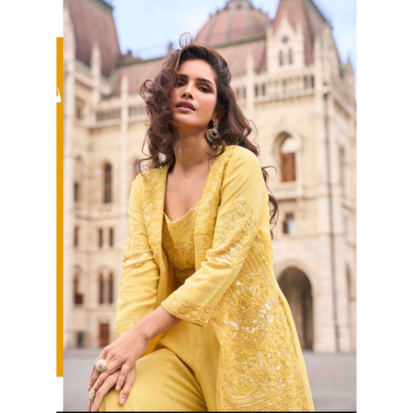 Light Yellow Georgette Embroidered Set