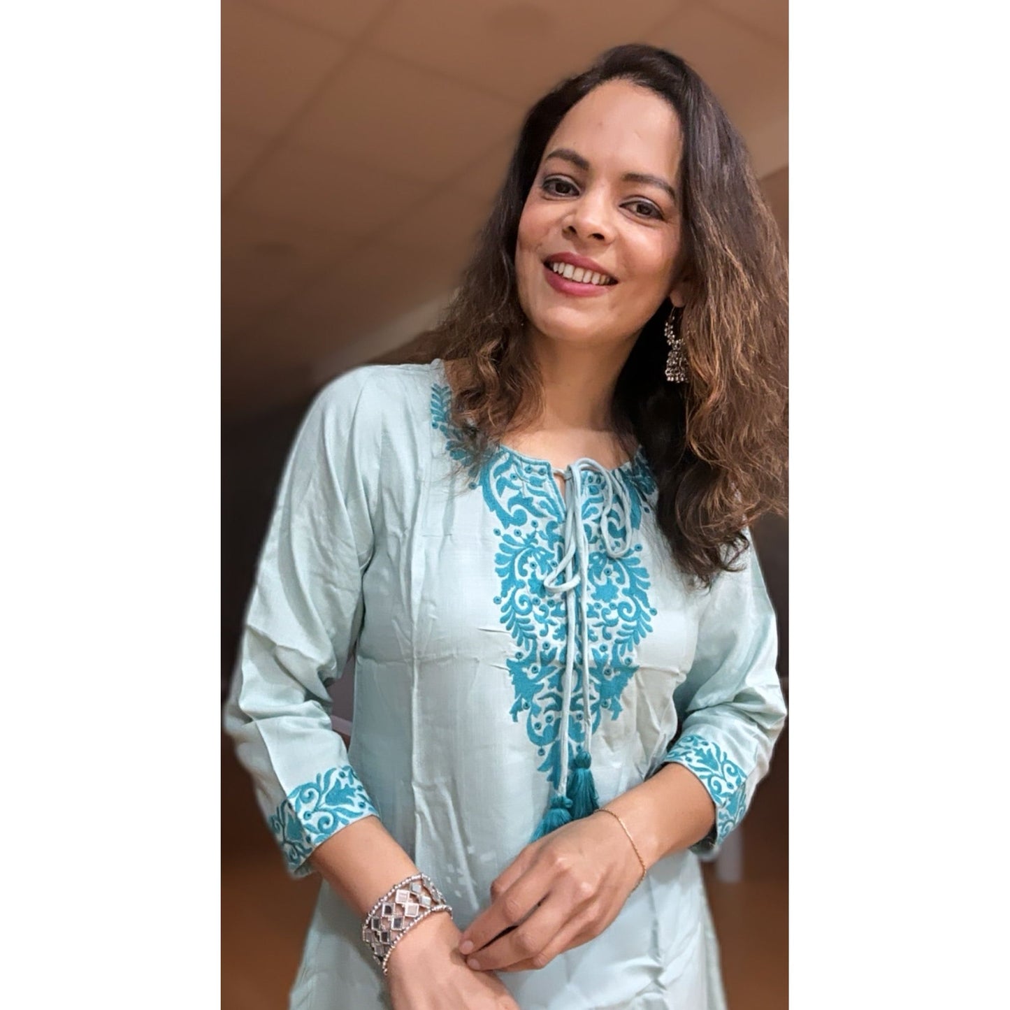 Baby Blue Short Kurti for Women