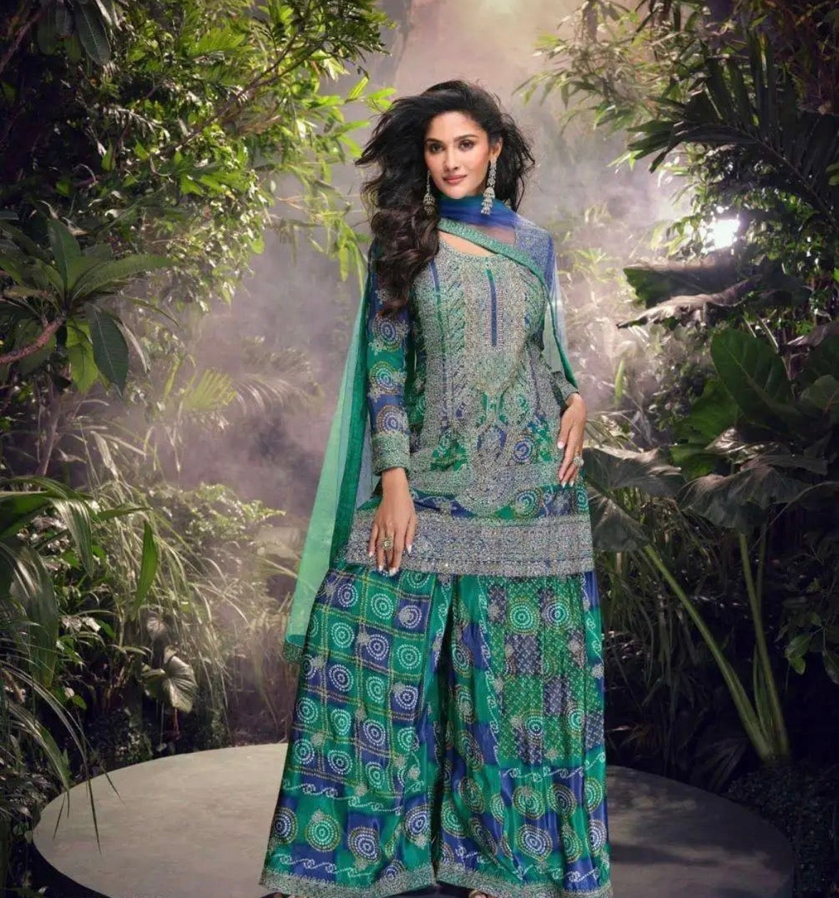 Multi Color Heavy Chinon Kurta Set for Diwali