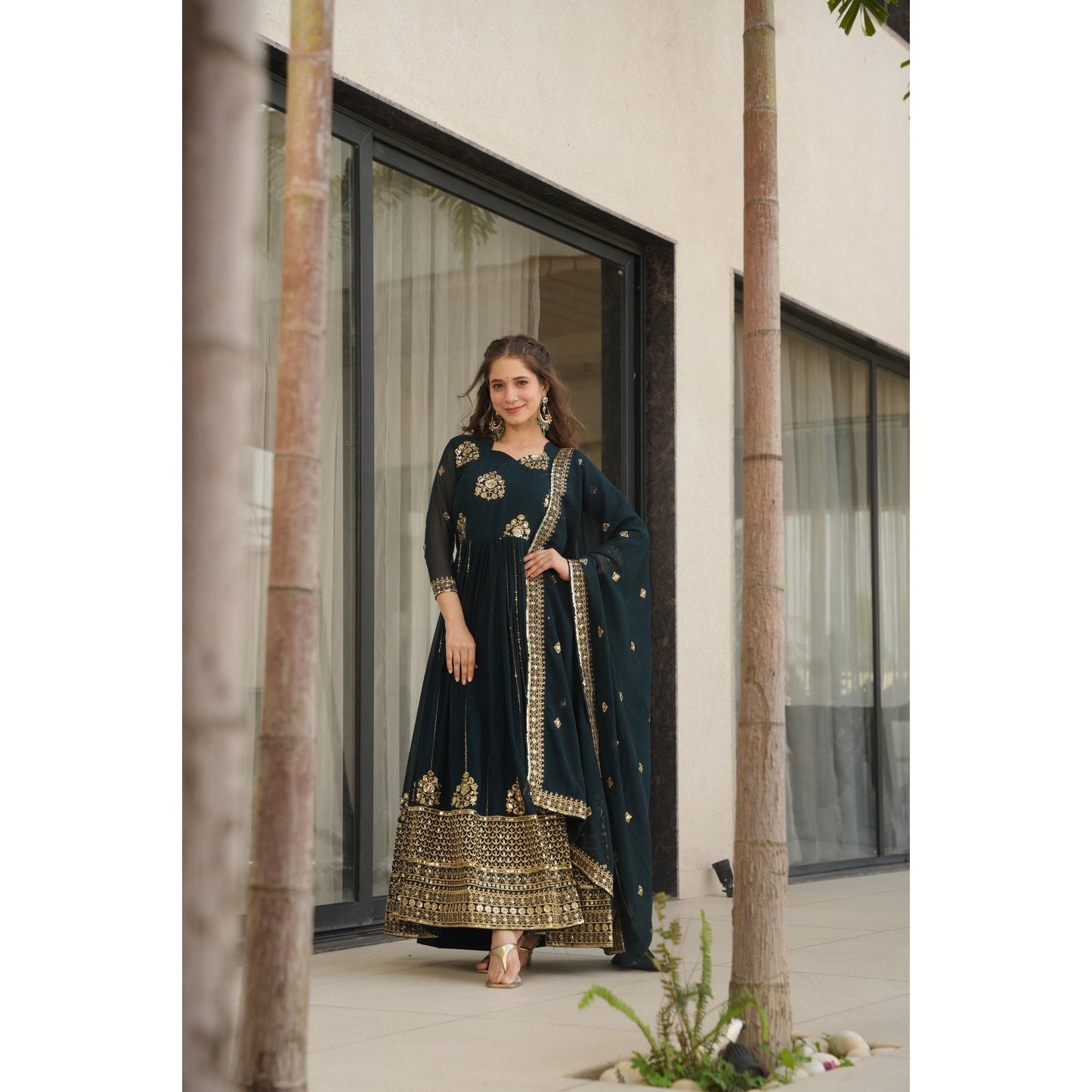 Premium Faux Blooming Designer Gown with Dupatta