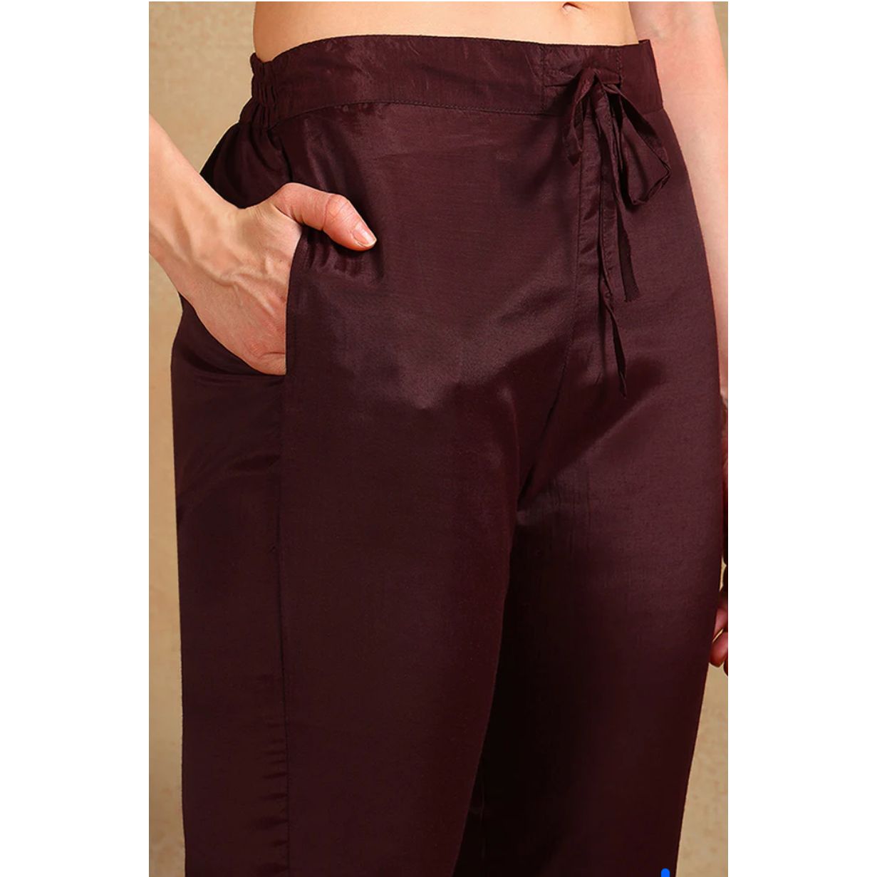 Brown Organza Straight Suit Set