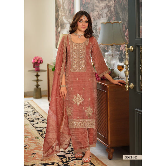 Embellished Crush Tissue Palazzo Set with Dupatta