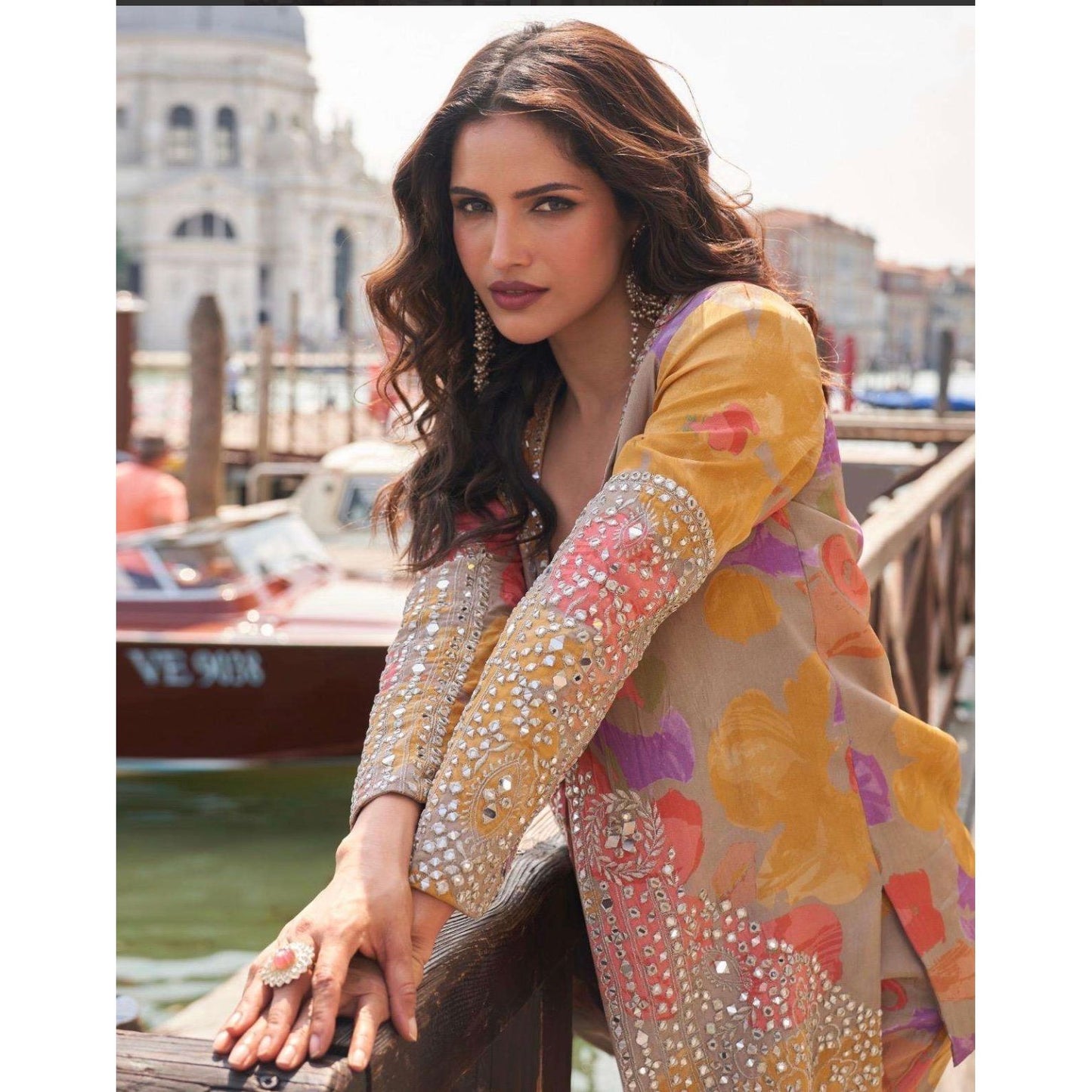 Premium Chinon Silk Embroidered Jacket Gharara Set ✨