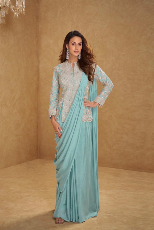 Embroidered Top with Skirt : Party Wear