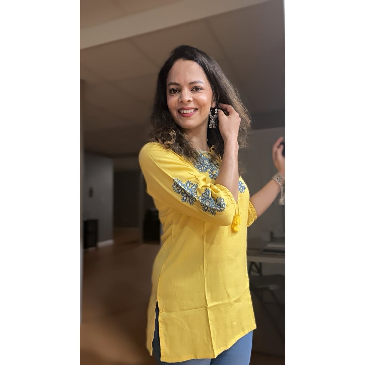 Yellow Short Kurti for Women
