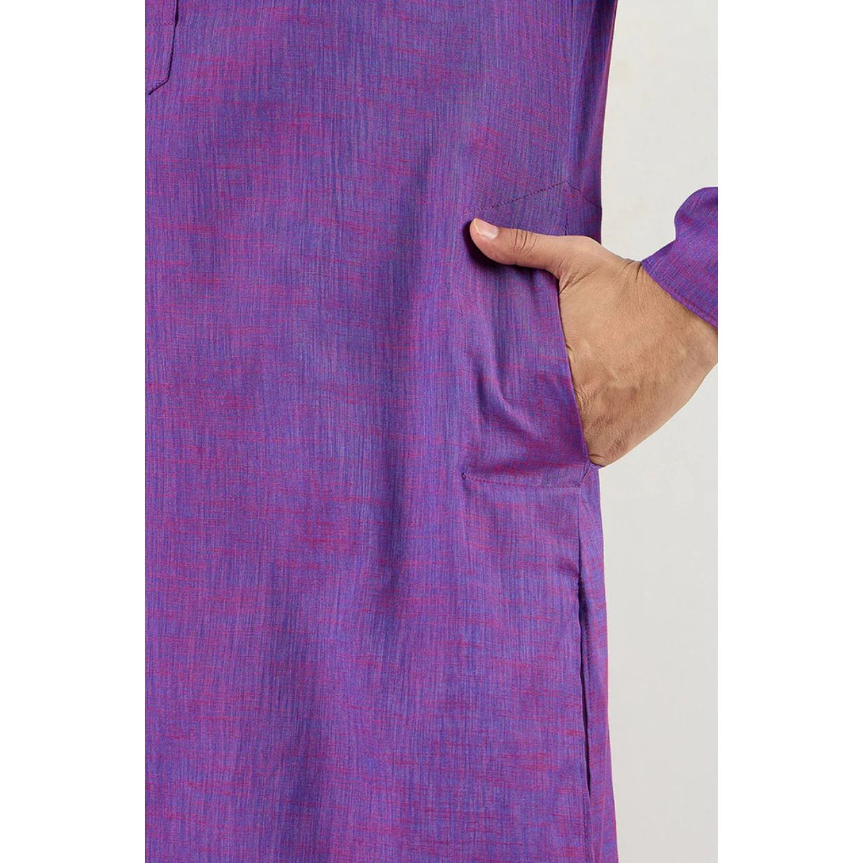 Purple Cotton Solid Woven Design Straight Kurta