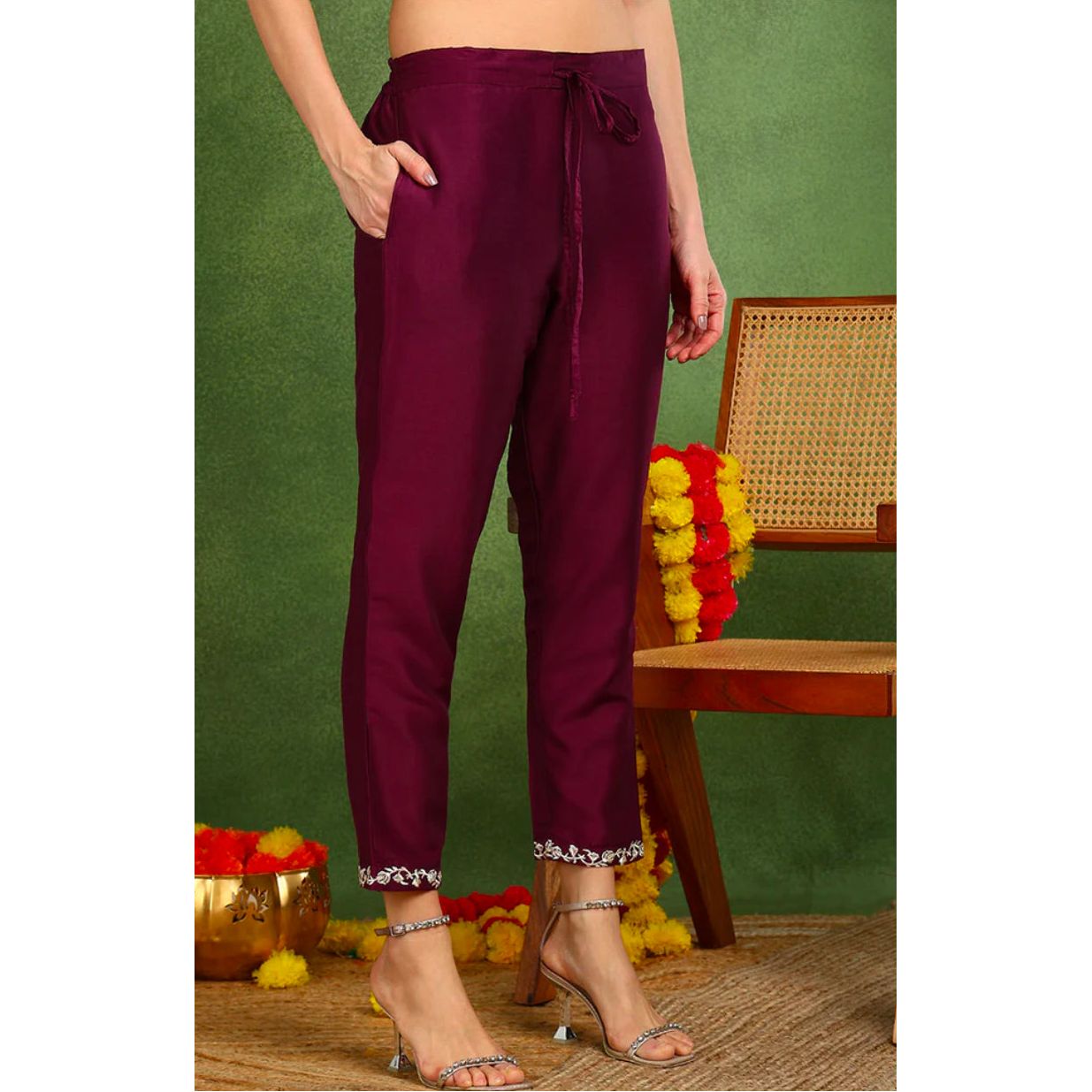 Purple Silk Blend Kurta Set