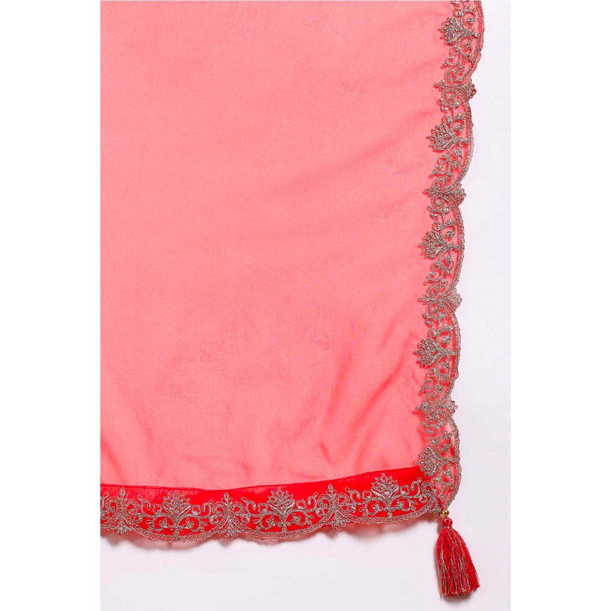 Red Silk Blend Embroidered Kurta Set for Women