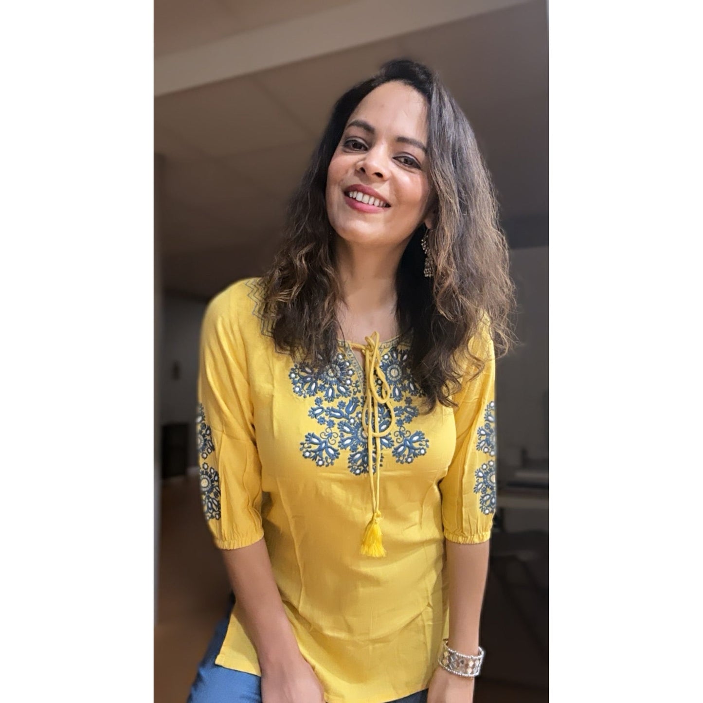 Yellow Short Kurti for Women