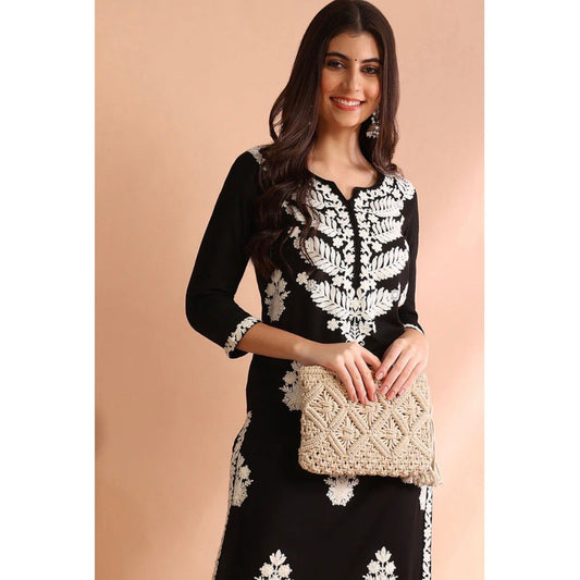 Black Chikankari Kurta