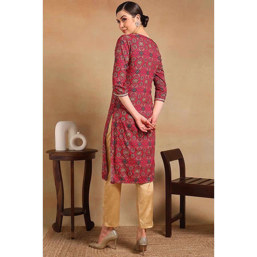 Pink Viscose Rayon Kurta Parties / Festive Wear