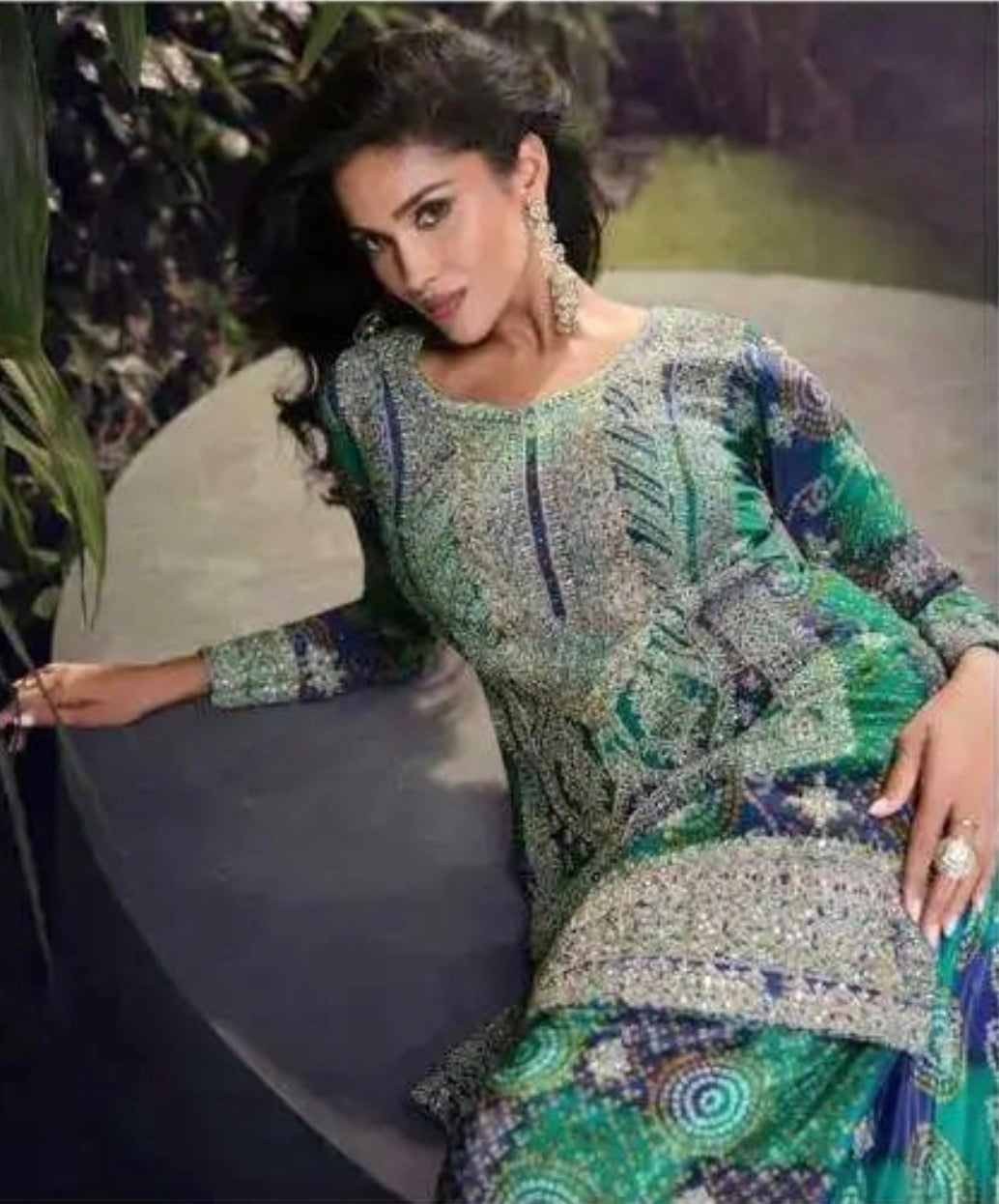 Multi Color Heavy Chinon Kurta Set for Diwali