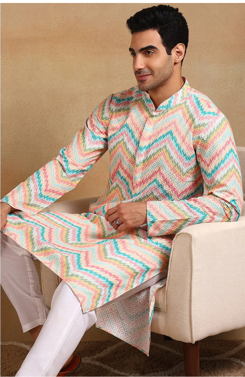 Embroidered Straight Kurta For Men