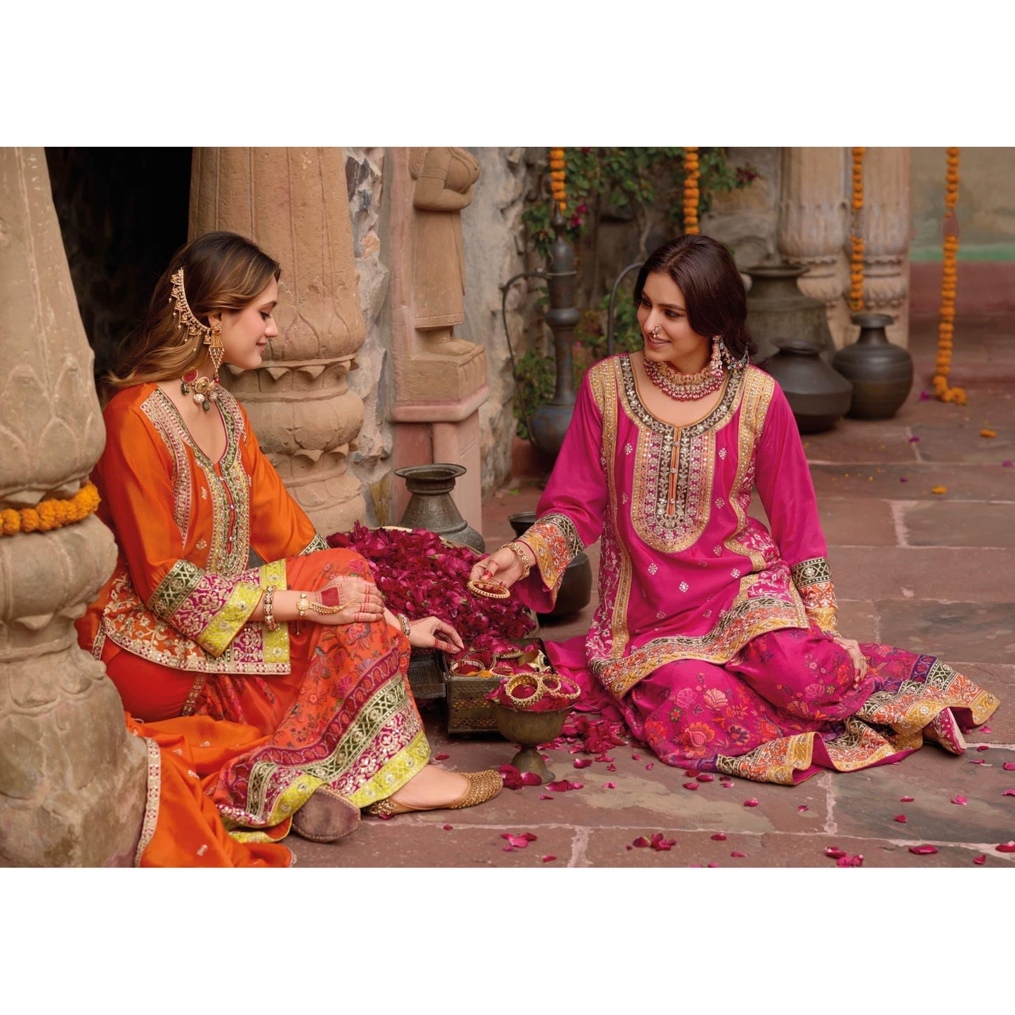 Heavy Chinon with Embroidery Work Kurta Sets