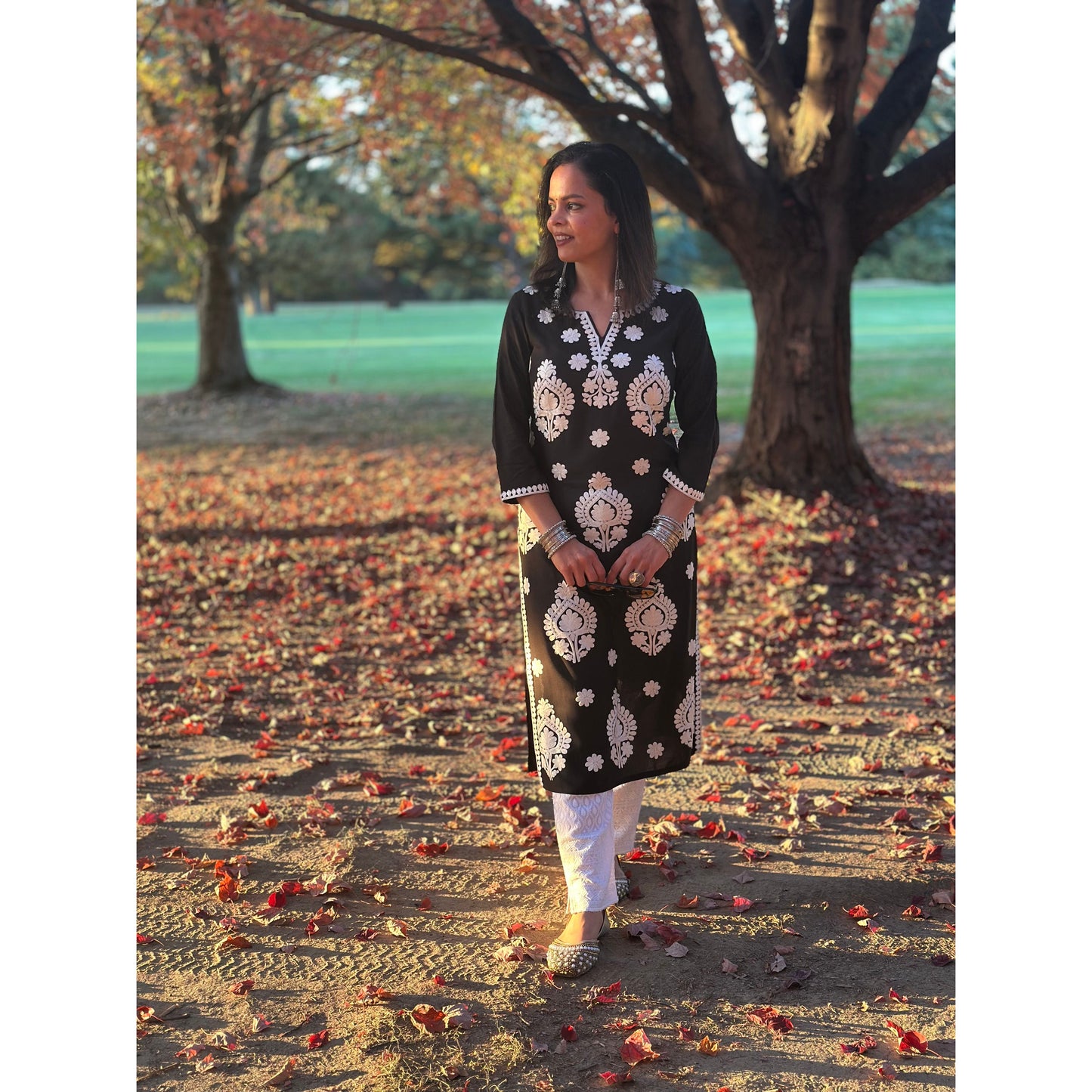 Chikankari Black Kurti/Kurta for Women
