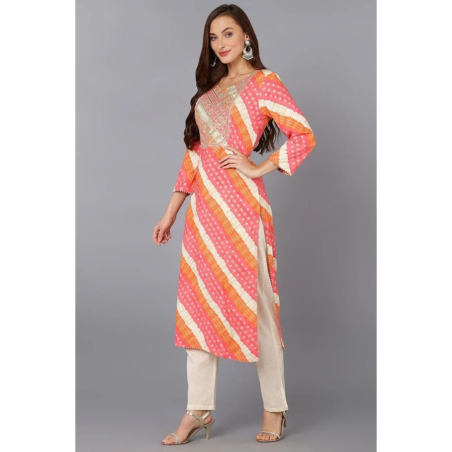 Multi Color Leheriya Kurta/ Festive Wear/Party Wear Kurti