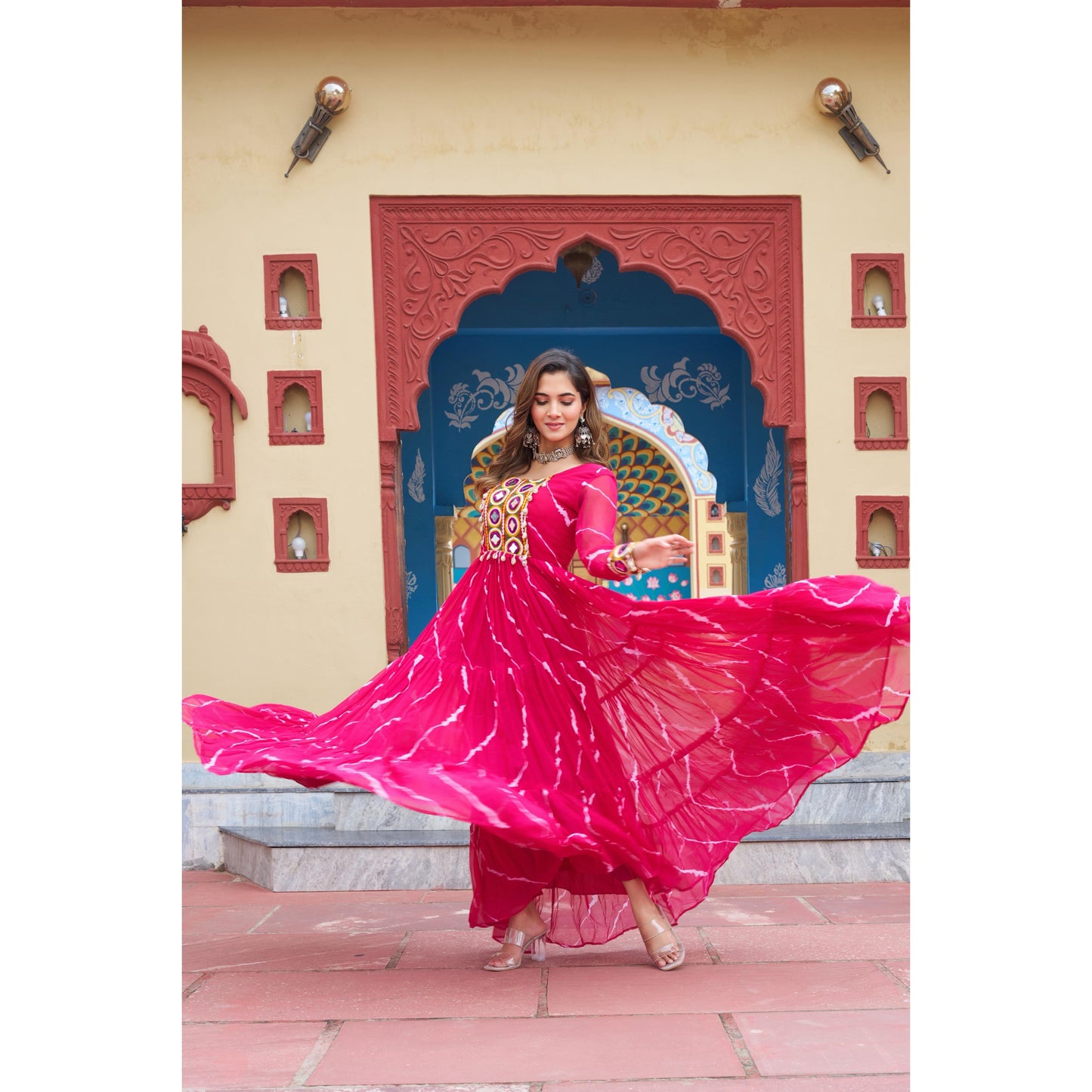 Leheriya Print Gown for Navaratri