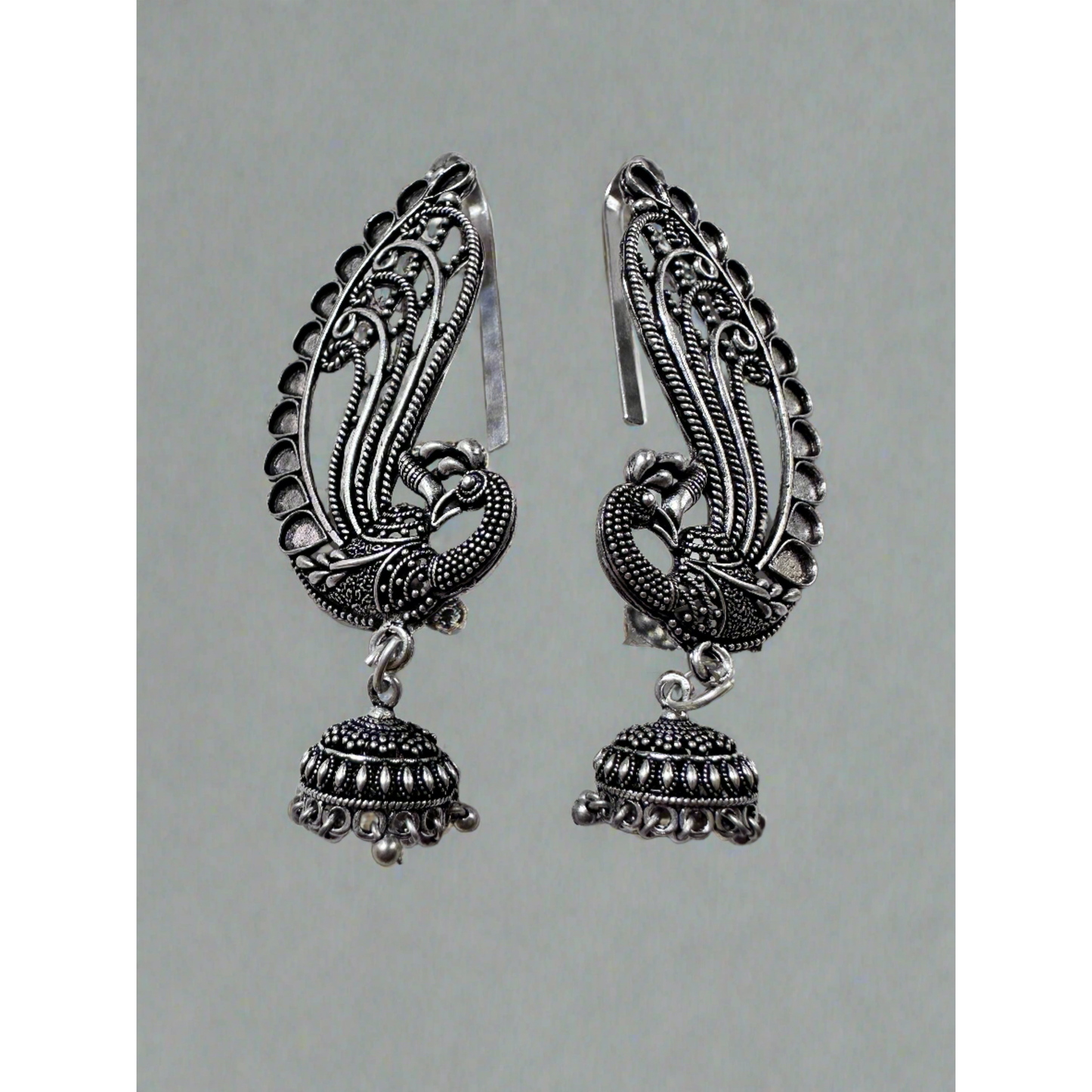 Peacock Earrings with Ear Cuff
