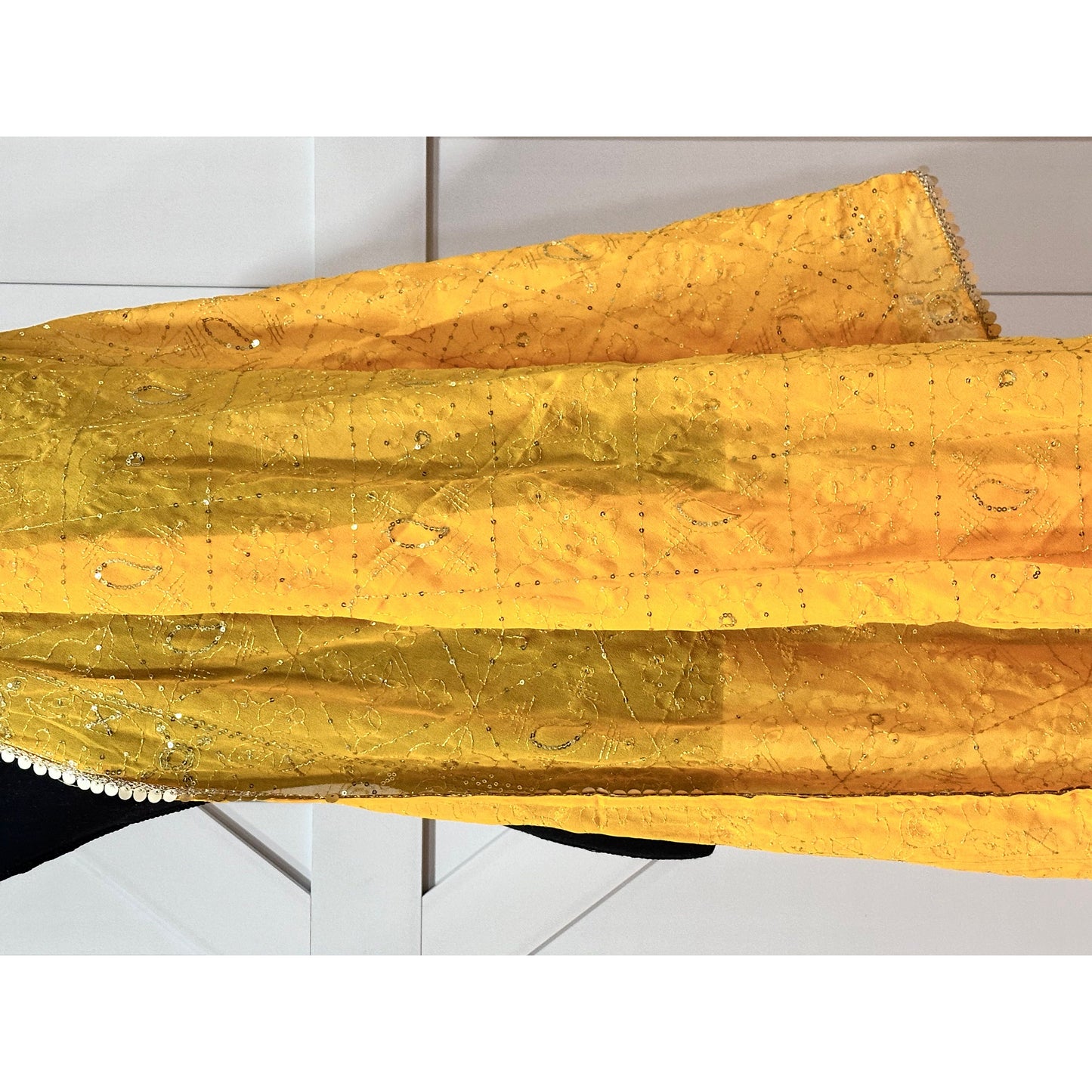 Yellow and Gold Sequin Work Dupatta