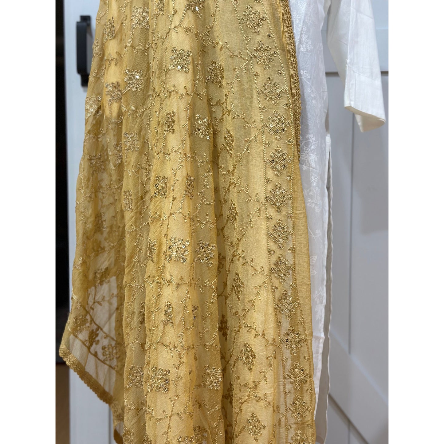 Dusty Gold Dupatta with Embroidery