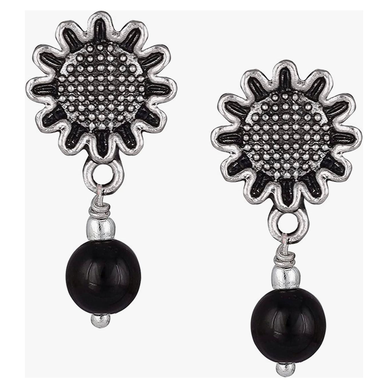 Oxidized Natraja Black Onyx Beaded Necklace Set