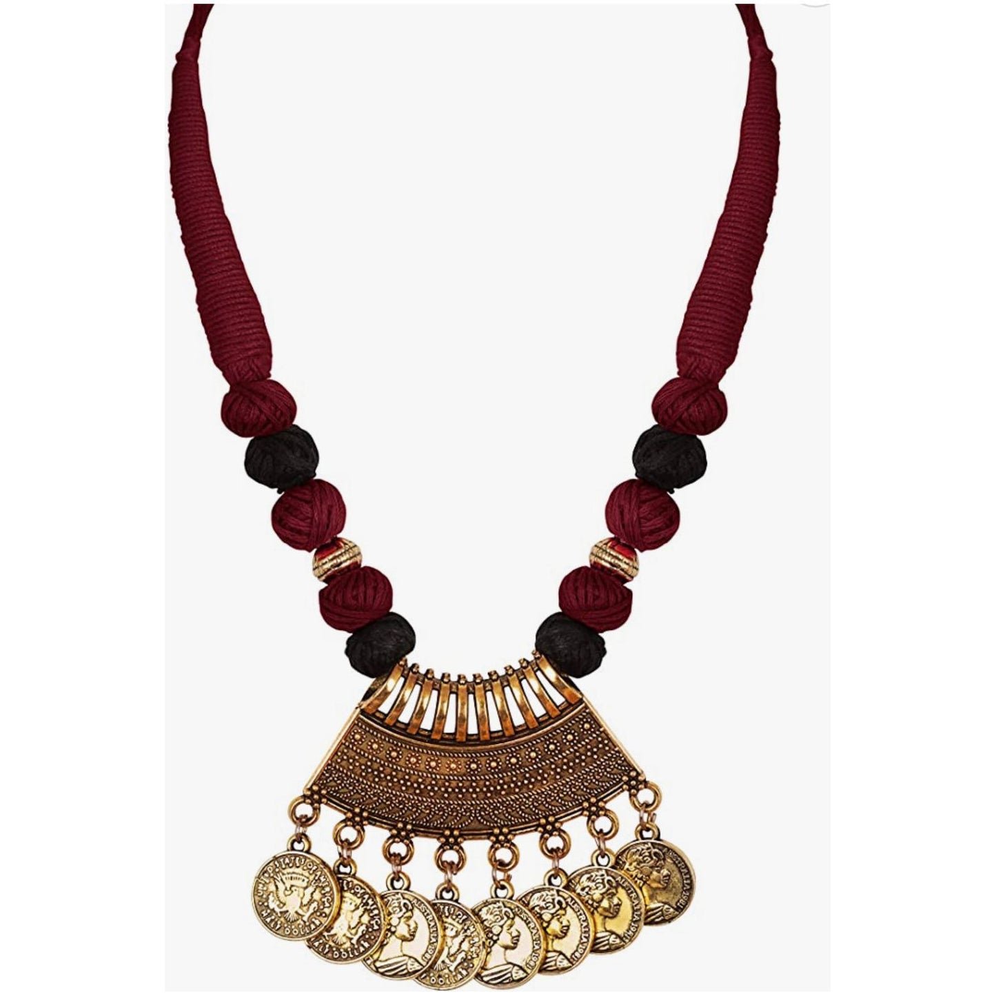 Tribal Pendant with Oxidized Beads Choker Necklace Set