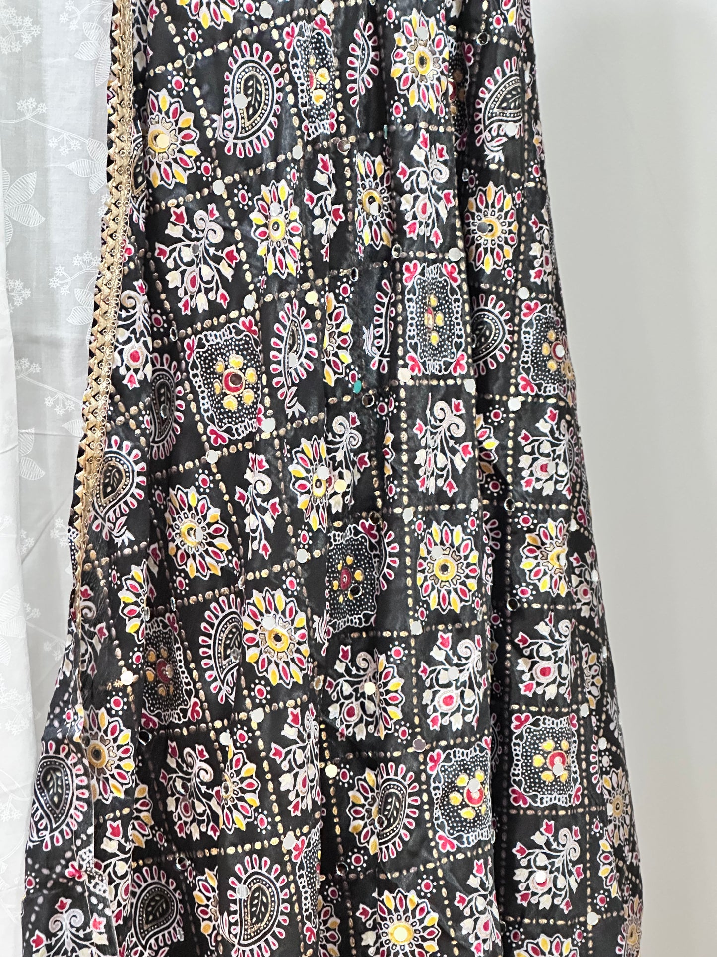 Foil Print Black Mirror Dupatta