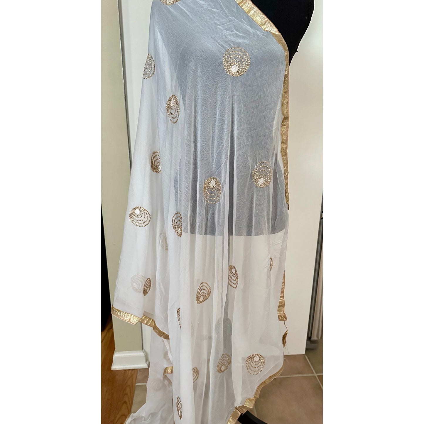 White with Gold Dupatta