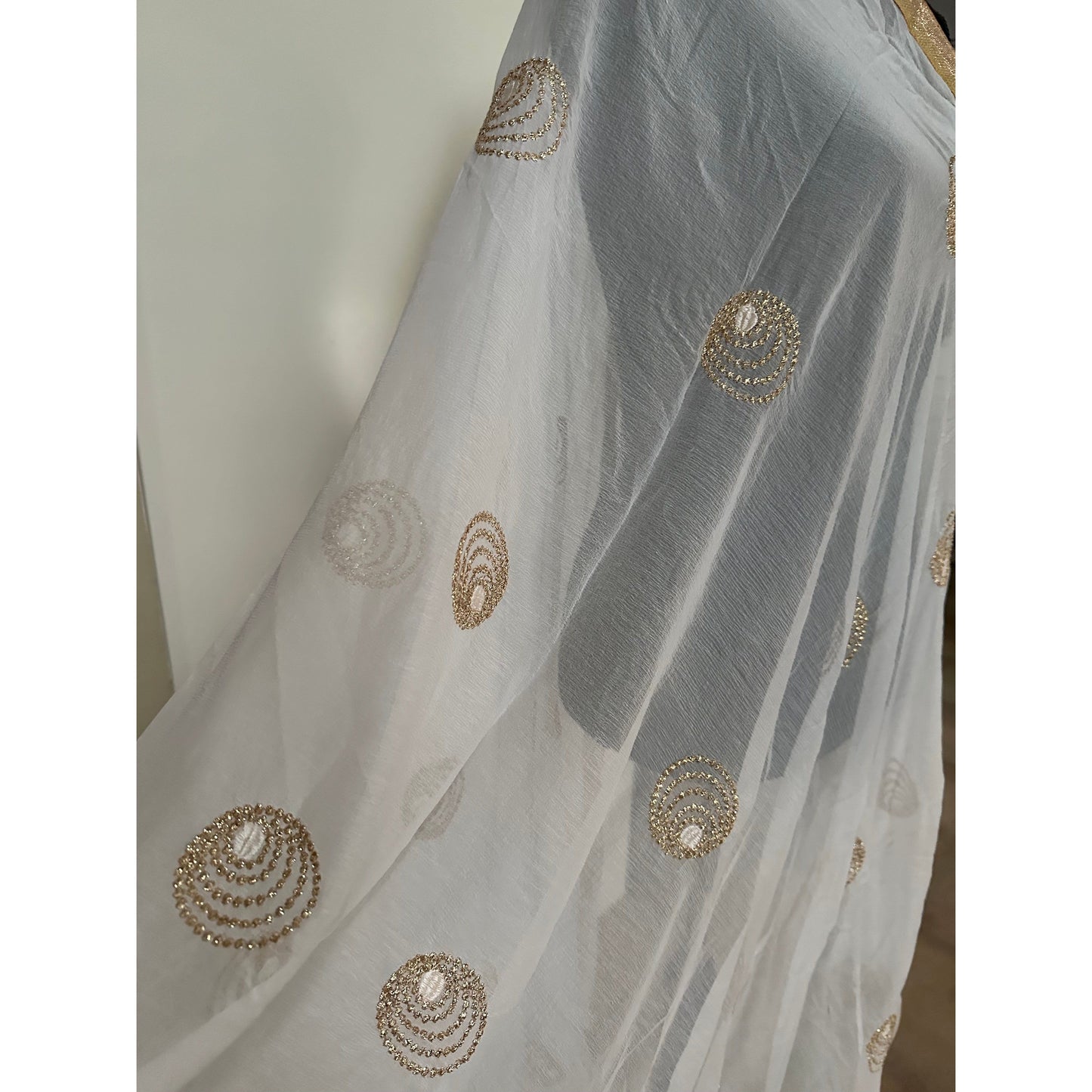 White with Gold Dupatta