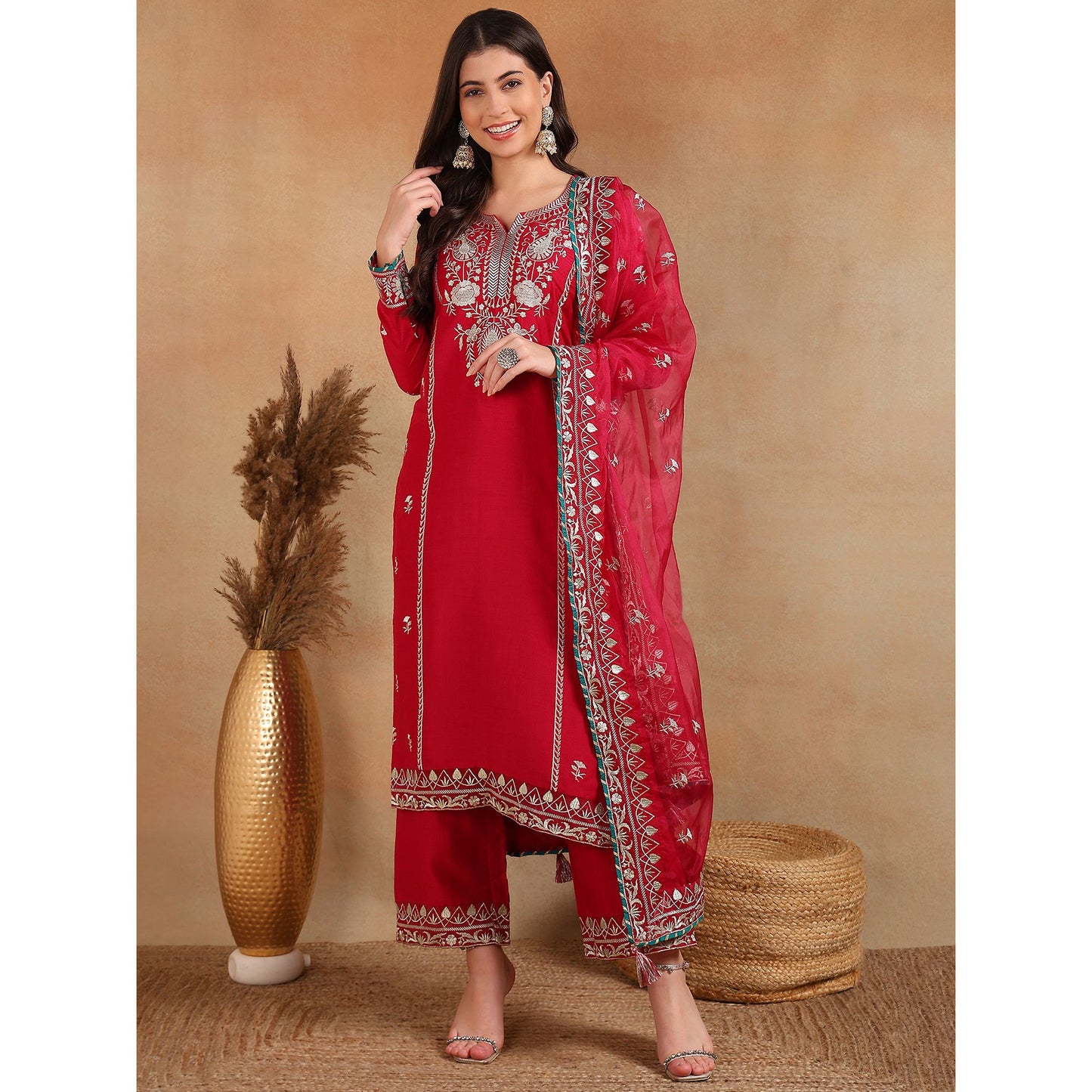 Pink Silk Blend Designer Kurta Set