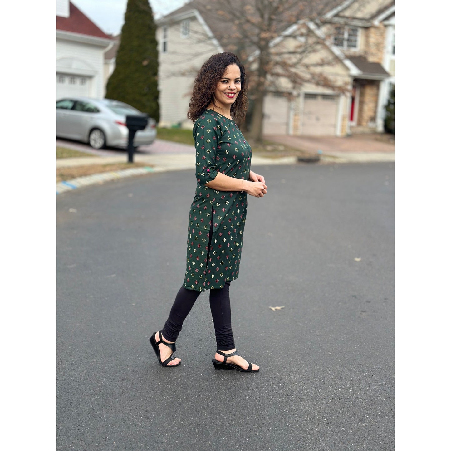 Green Kurta with Prints : Khushboo Collection