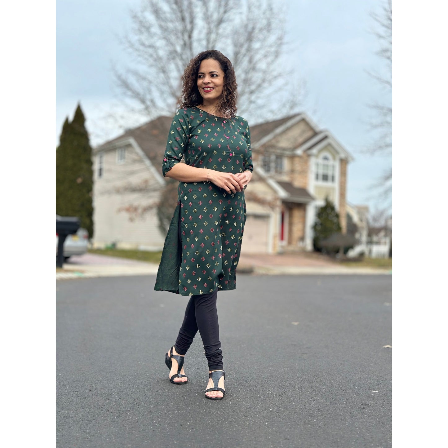 Green Kurta with Prints : Khushboo Collection