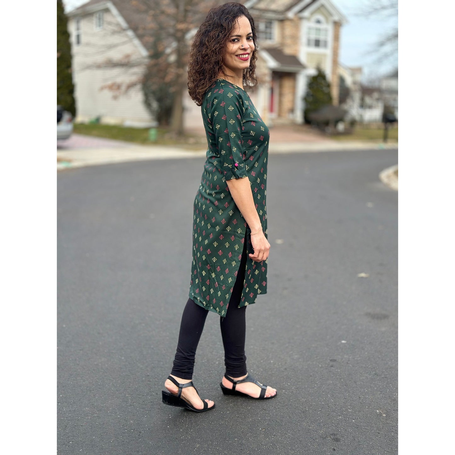 Green Kurta with Prints : Khushboo Collection