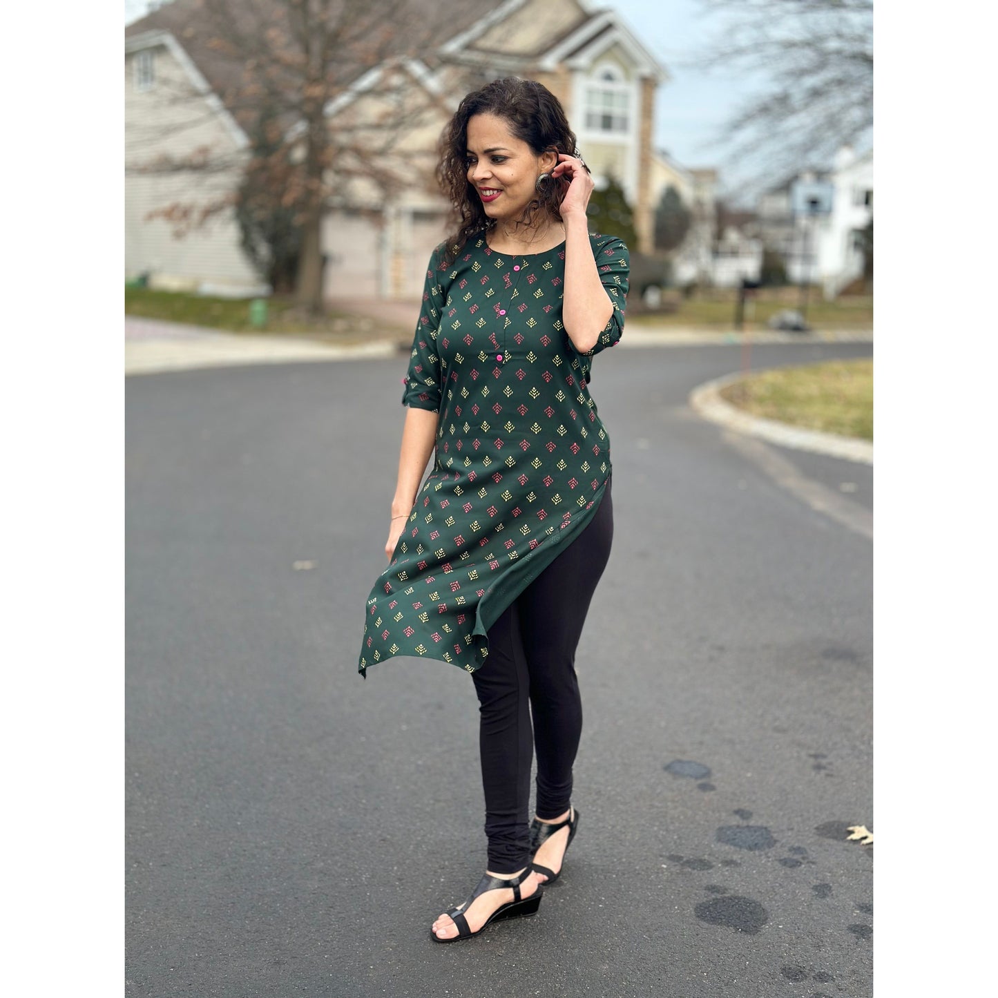 Green Kurta with Prints : Khushboo Collection