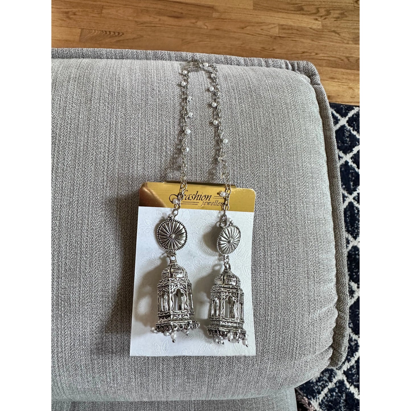 Jhumka Earrings with Tassel Chain