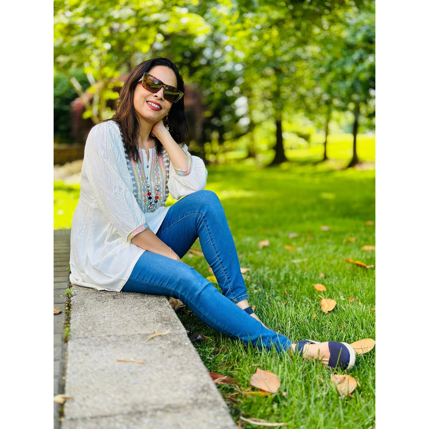 Short Kurti for Women : White with Yolk Details