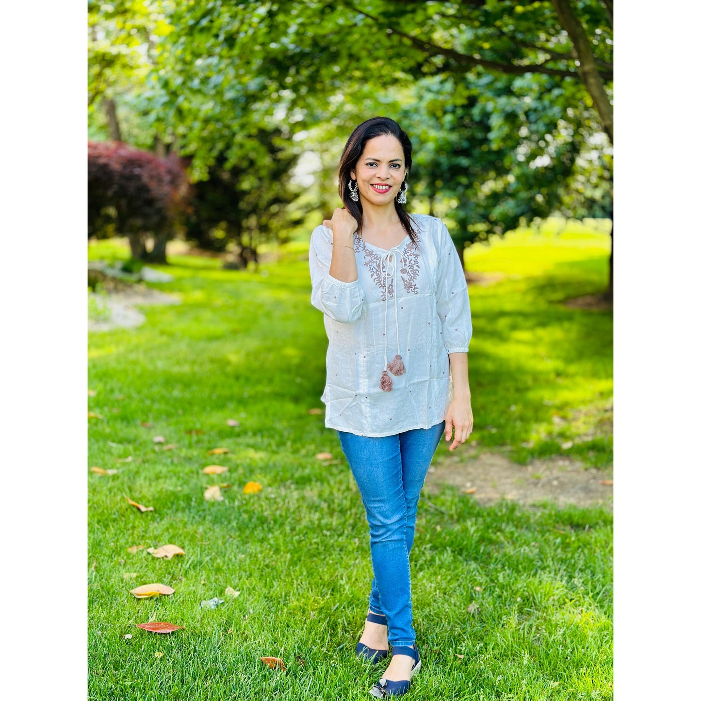 Short Kurti : Off white with Yolk Details