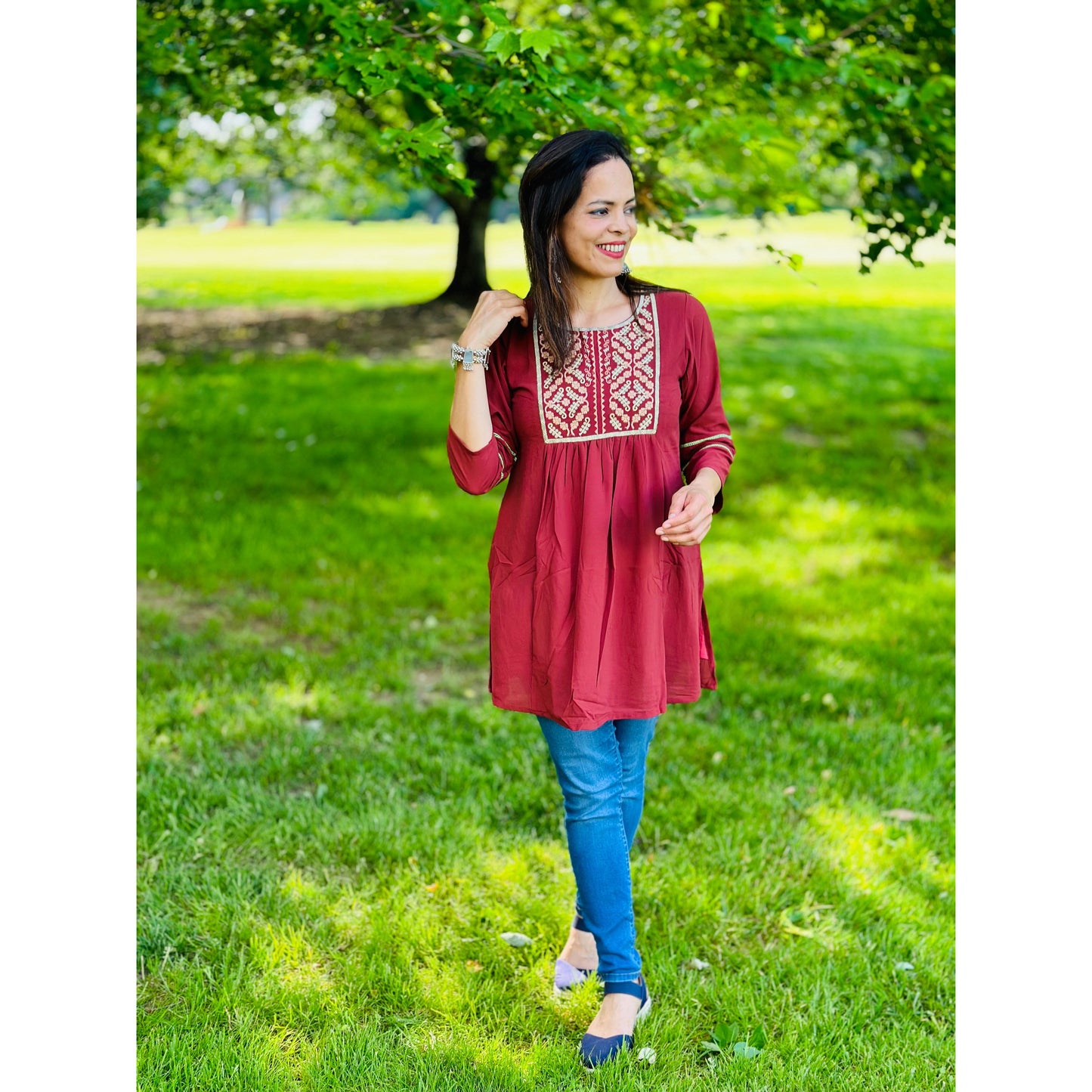 Short Kurti with Embroidered Yolk