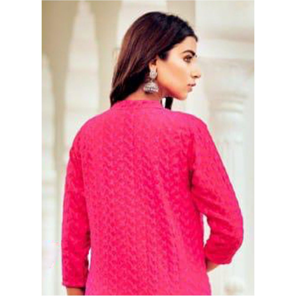 Lakhnavi Chikankari Kurta /Kurti Dark Pink