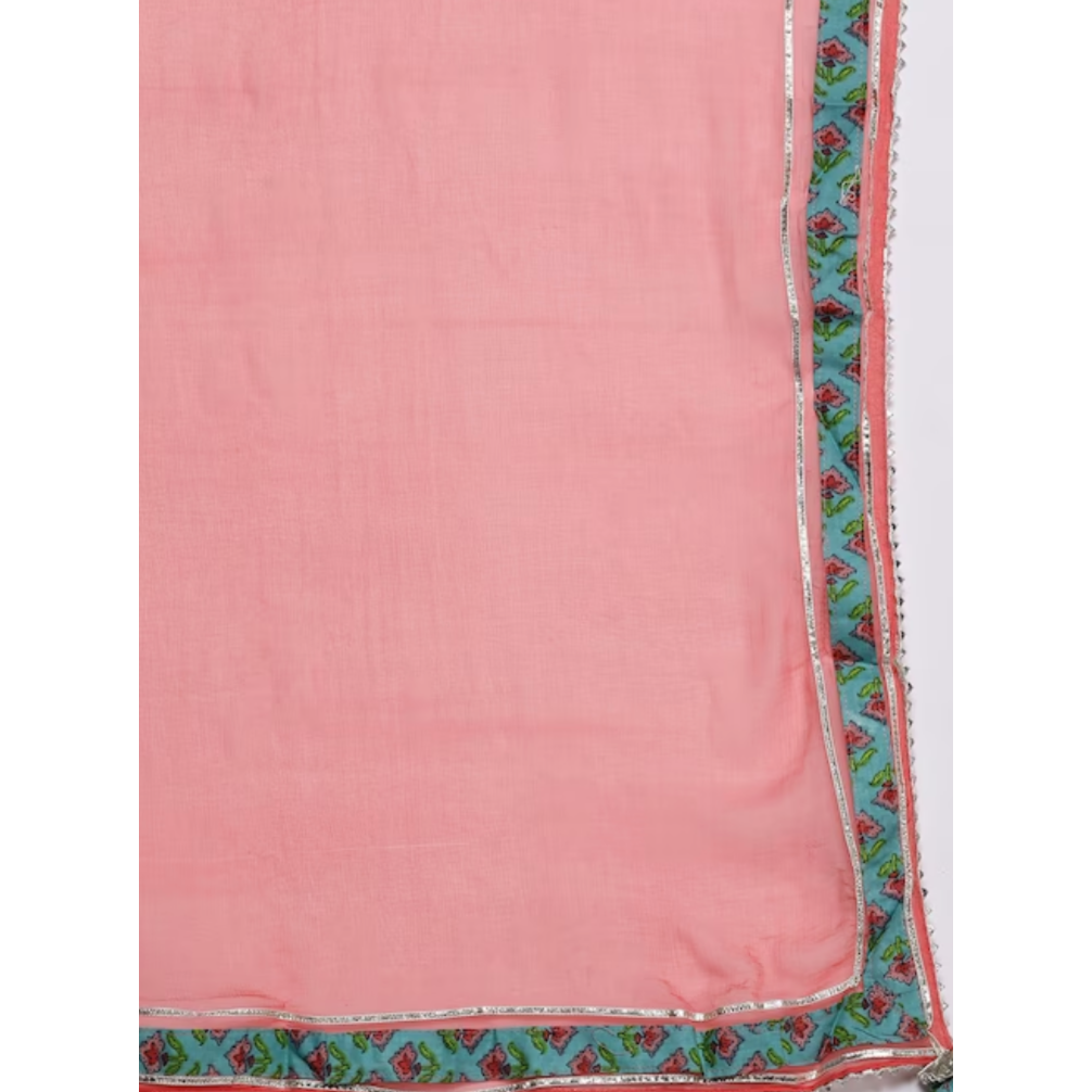 Sea green printed Kurti with Skirt and Dupatta