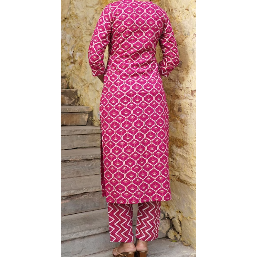 Pink and Gold Festive Wear Kurta Set