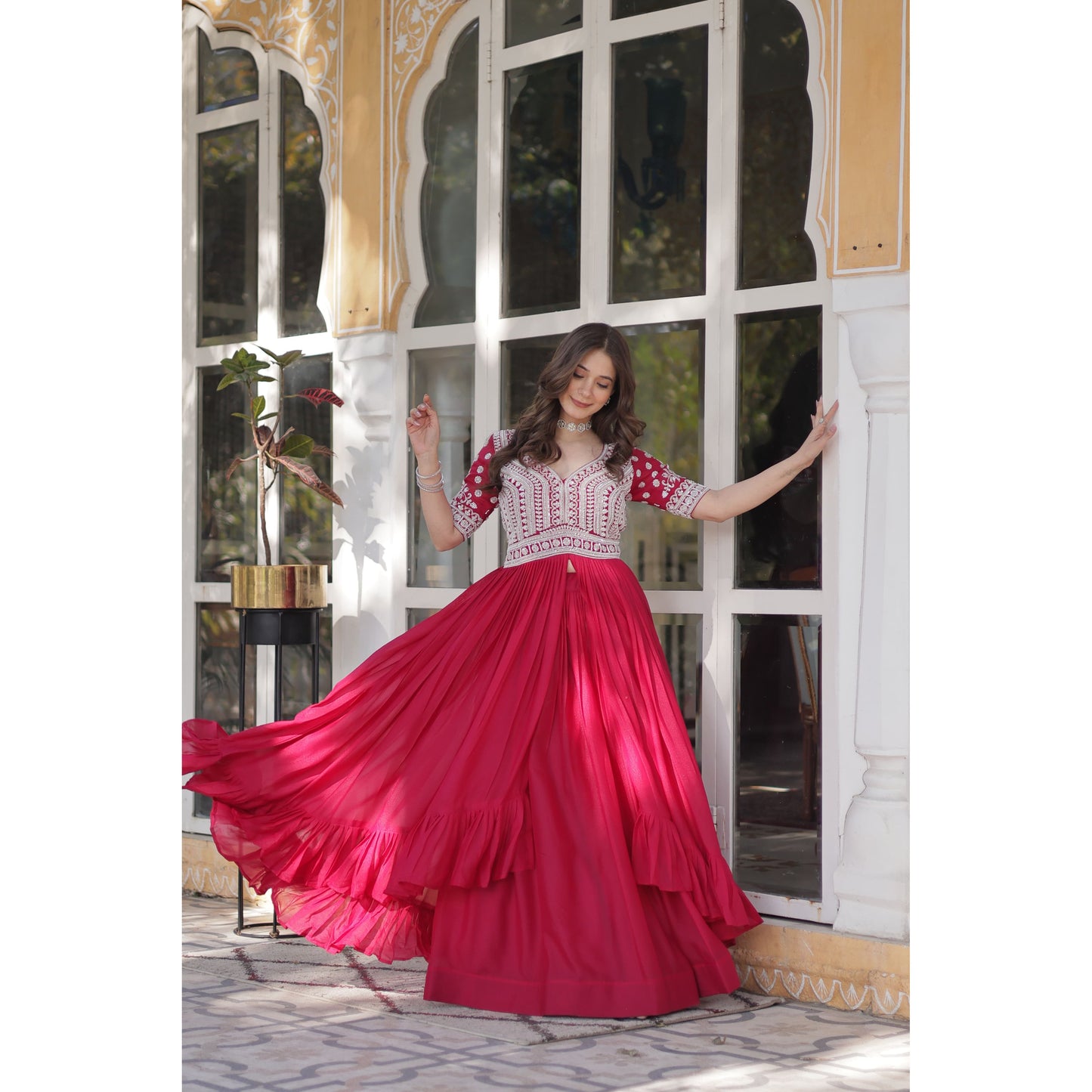 Lehenga With Readymade (Slit Cut Long) Kurti Set