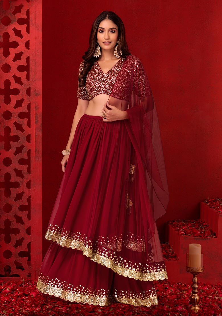 Red Georgette Lehenga : Ready to Wear