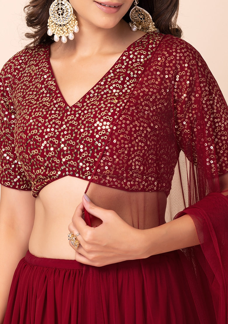 Red Georgette Lehenga : Ready to Wear