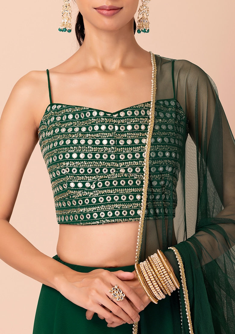 Green Georgette Lehanga : Ready to wear