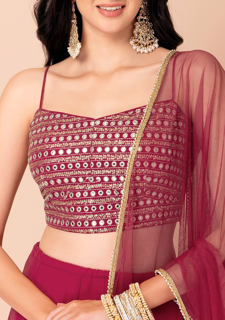 Pink Georgette Lehenga Set : Ready to Wear