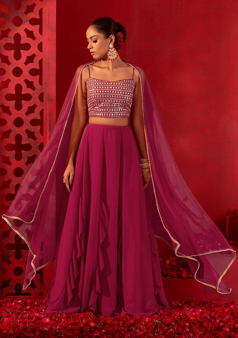 Pink Georgette Lehenga Set : Ready to Wear