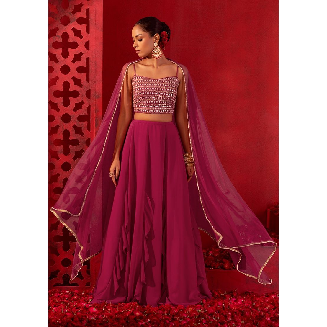 Pink Georgette Lehenga Set : Ready to Wear