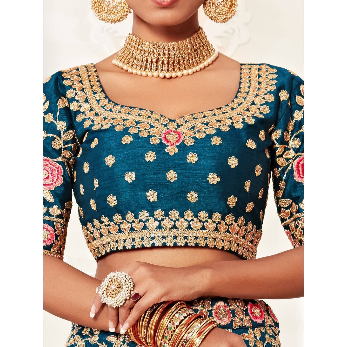 Ready to Wear : Blue Floral Lehenga Choli