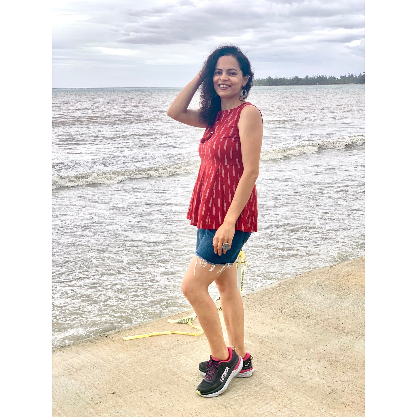 Sleeveless Indian Tunic Top/ Short Kurti Red